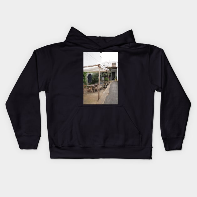 the scene in front of the house Kids Hoodie by YiddyErding